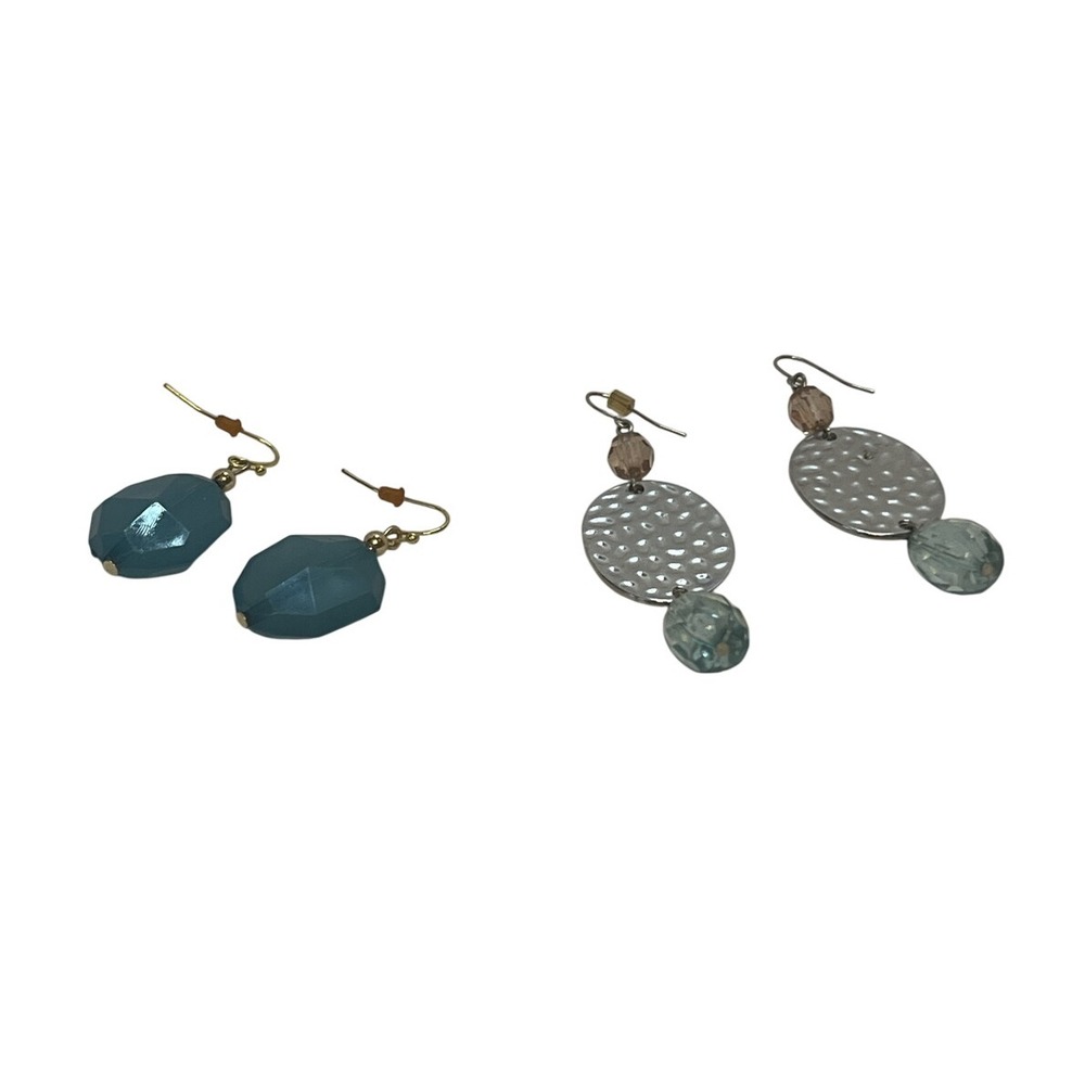 Fun Bundle Of Fashion Earrings Two Pair Fishhook Beaded Goldtone Boho Silvertone